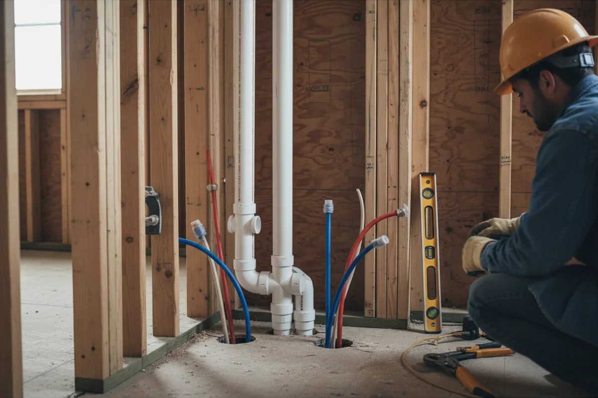 Drain and supply rough-in during Sump Pump Repair in Hermiston