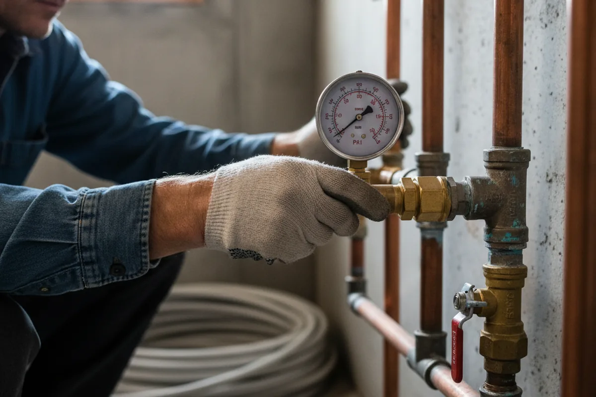 Pressure testing a repaired line during Water Line Repair in Hermiston